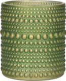 Countryfield Luxe theelichthouder - Aurora - glas - olijfgroen/goud - D7 x H8 cm