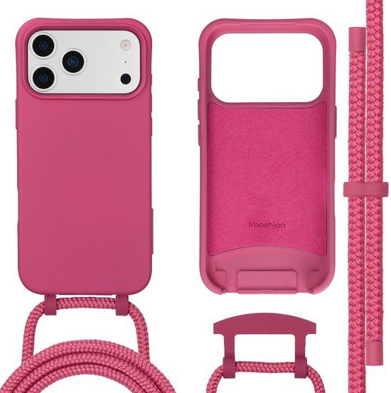 imoshion Hoesje - Geschikt voor iPhone 17 Pro Max - Color Backcover met afneembaar koord geschikt voor MagSafe - Raspberry