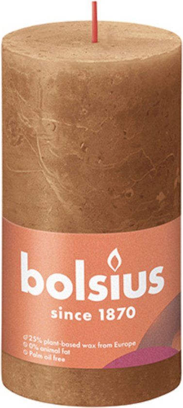 Bolsius Rustiek Stompkaars Spice Brown - Ø68mm - 13cm - 60 uur