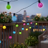 3.07 Guirlande lumineuse solaire avec 20 ampoules - longueur environ 570 cm - éclairage de fête LED - couleur : multicolore