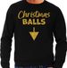 Bellatio Decorations Foute Kersttrui voor heren - Christmas balls - zwart - glitter goud - Kerstfeest XL