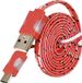 Cofi Icecat USB-C Oplaadkabel, Nylon, LED-licht, Gevlochten, Snellaadkabel, Plat, Rood