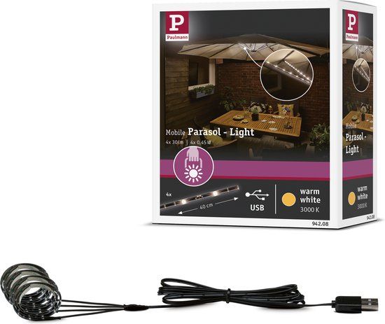 Paulmann Parasol Light LED Strip - 3000K - 4x0.4m - Black