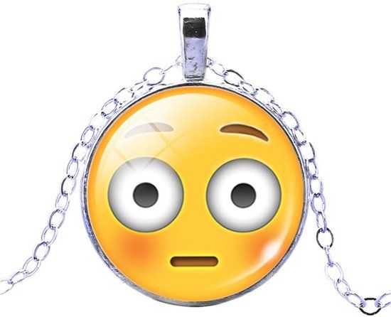 Fako Bijoux® - Ketting - Cabochon - Emoji - Verbaasd