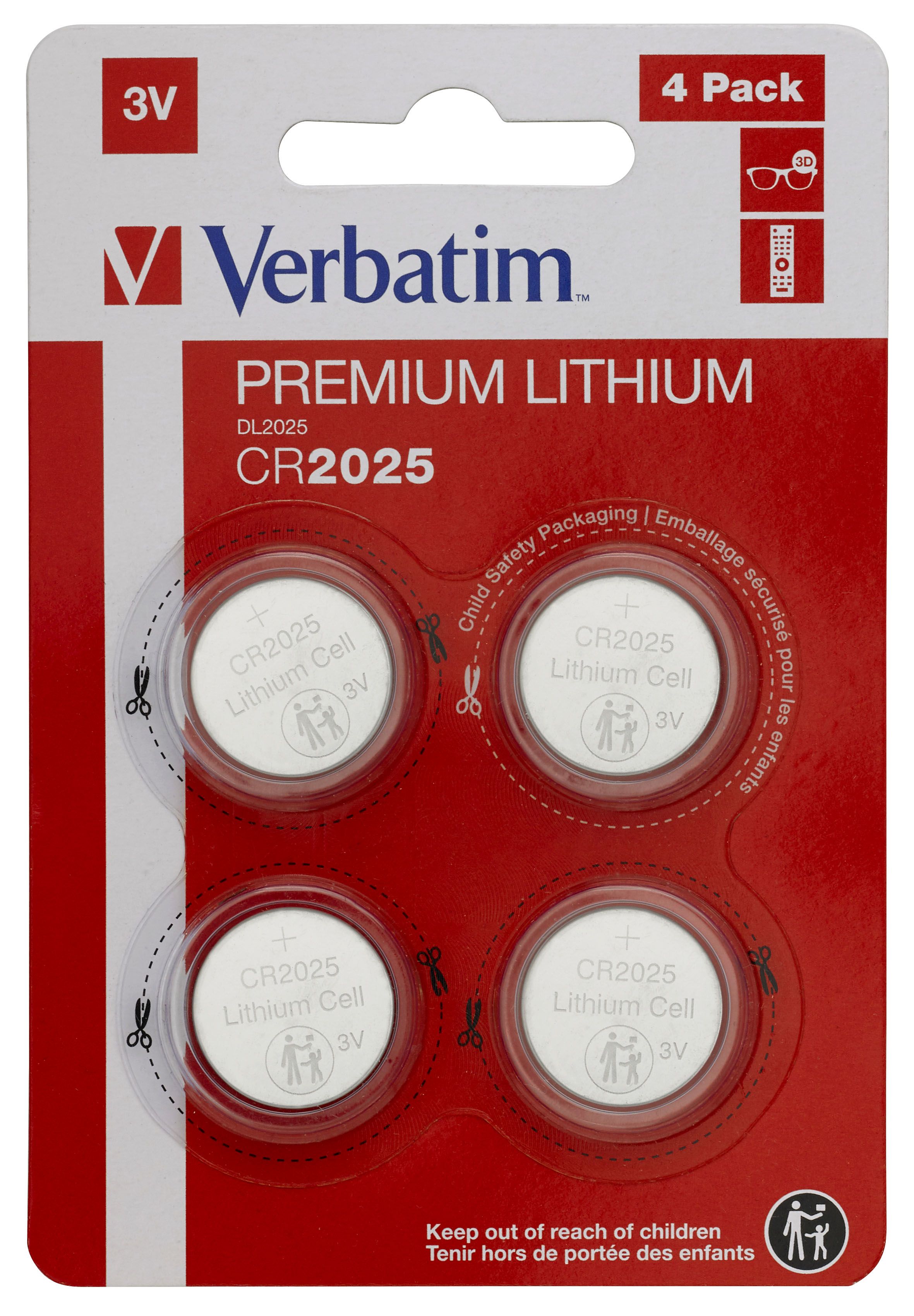 Verbatim CR2025 Wegwerpbatterij Lithium 3V 4 Stuks