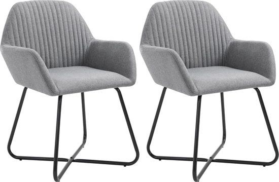 vidaXL Eetkamerstoelen 2 stuks stof lichtgrijs