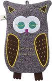 Bouteille d'eau chaude avec housse de hibou - gris - 0,8 litre - polyester
