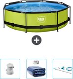 EXIT Rond Lime Frame Zwembad - 300 x 76 cm - Inclusief Pomp - Solarzeil - Schoonmaakset