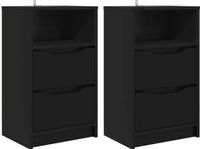 vidaXL Nachtkastjes - 2 stuks - Zwart - Bewerkt Hout - 40 x 30 x 67 cm