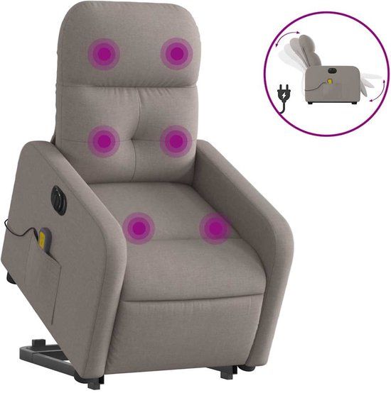 vidaXL Sta-op-massagestoel elektrisch verstelbaar stof taupe