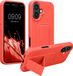 kwmobile back cover voor smartphone - geschikt voor Apple iPhone 16 - 1x beschermhoesje van kunststof - In koraal