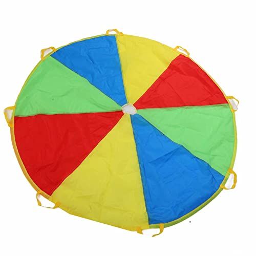 Dilwe Regenbogen Regenschirm Kids Play, Fallschirm Outdoor Activity Game Zubehör für mehrere Kinder