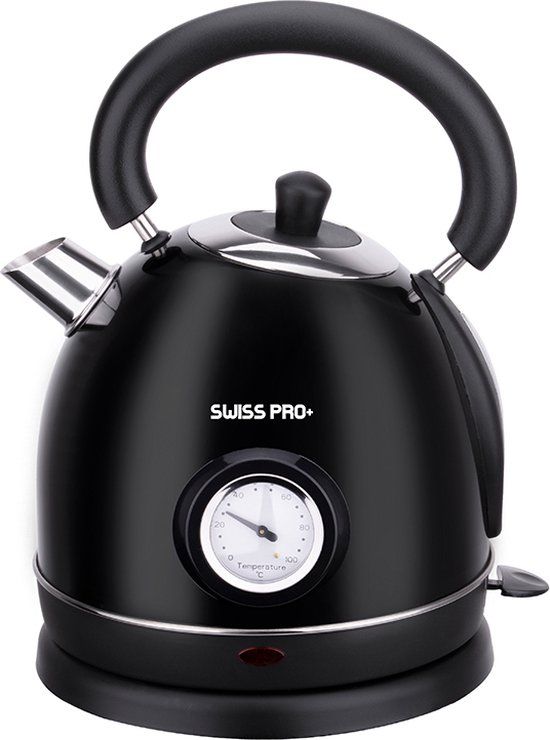 Swiss Pro+ SP-WK2200B Retro Waterkoker - 1.8L - 2200W - Zwart