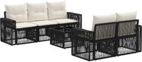 vidaXL Tuinbank - Set - 6 - st - Zwart - poly - rattan