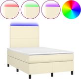 vidaXL Boxspring met matras en LED kunstleer crèmekleurig 120x200 cm