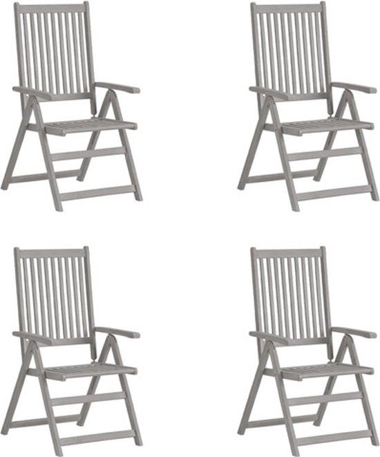 vidaXL Tuinstoelen 4 stuks verstelbaar massief acaciahout grijs