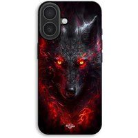 iPhone 17 Loup noir feu rouge Coque