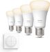 Philips Hue Extension Pack - E27 - 4 Standard Bulbs - Warm White Light - Incl. 1 Hue Dial Switch (White)