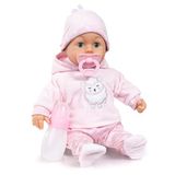 Bayer Design Interactieve babypop, pratend, zacht lichaam, 38 cm | slaapogen, fopspeen, fles voor rollenspellen van de kinderen