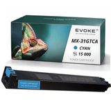 Evoke Cyaan Toner voor Sharp Mx31C Mx-31Gtca (15000 Pagina's)