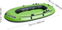 VEVOR Wan GmbH Opblaasbare Kano - 4 Personen - Groen - 300x140x45.5 cm