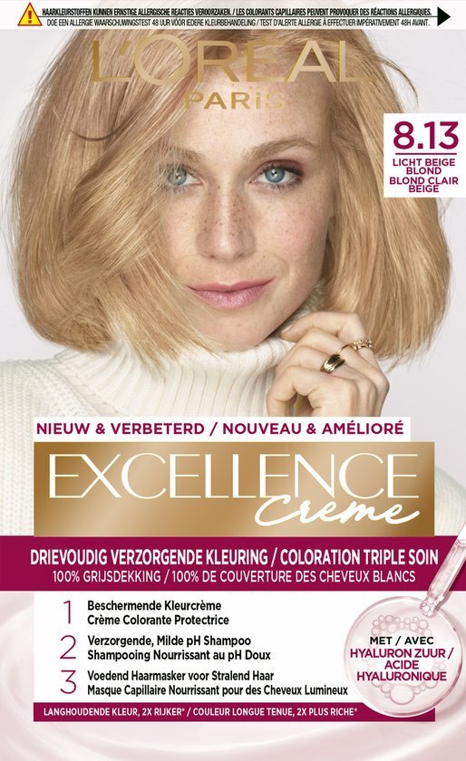 L&#39;Or&#233;al Paris Excellence Cr&#232;me Licht Beige Blond 8.13 - Permanente Haarkleuring