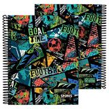 Grafoplas 16512654 Notitieboek, A5, geruit, 5 x 5, hardcover, spiraal, 5 materialen, sportcollectie, voetbal, FSC-gecertificeerd