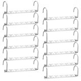 Meetu Hangers gain de place, cintres multifonctionnels, acier inoxydable, 6 x 2 fentes, cintre magique, cintre étagé, mis à jour, conception de crochet, organisateur de placard, cintre (paquet de 12)