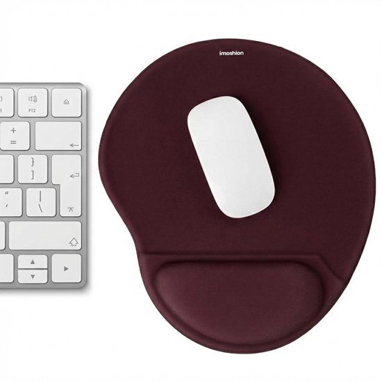 imoshion Ergonomische muismat met polssteun - 30 x 25 cm - Bordeaux