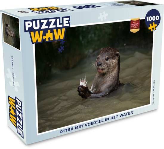 MuchoWow Puzzel Otter met voedsel in het water - Legpuzzel - Puzzel 1000 stukjes volwassenen