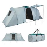 KADVA Tente de camping Kavio 6 Plus pour 6 personnes avec 2 cabines de | Tente extérieure en polyester, sol en polyéthylène de 5000 mm, hauteur intérieure de 200 cm, moustiquaire