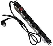 Powergreen RAC-00014-PDU Pdu stekkerdoos van aluminium met 8 stopcontacten, schakelaar en 2 m kabel