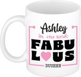 Bellatio Decorations Naam mok Ashley - wit - Fabulous - keramiek - 300 ml