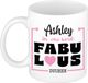 Bellatio Decorations Naam mok Ashley - wit - Fabulous - keramiek - 300 ml