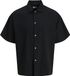 JACK&JONES JJEBREEZE LINEN BLEND OVERSIZE SHIRT Herren Schwarz Kurzarm Baumwolle/Leinen S