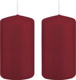 Trend Candles Bougie cylindrique/bougie tronc - 2x - bordeaux - 6 x 12 cm - 40 heures de combustion