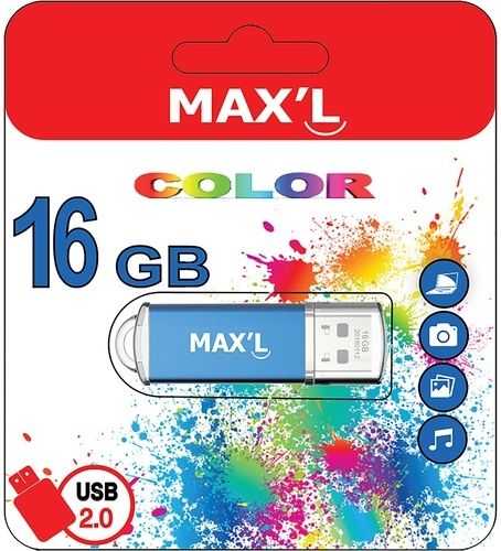 Maxell USB Flash Drive - 16GB - USB 2.0 - Blue