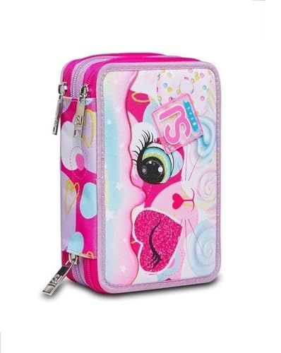 SJ GANG STYLE JAM GANG School Etui met 3 ritssluitingen Heart Lolly, roze