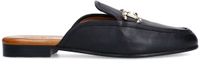 Sacha - Dames - Zwarte leren slip on loafers met goudkleurige chain - Maat 41