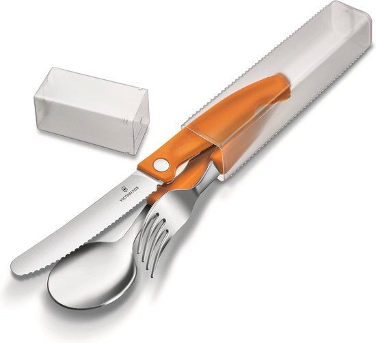 Victorinox Bestekset 3-delig - Oranje - Inklapbaar mes oranje