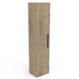 Demeyere Opbergkolone voor badkamer, 1 deur, met 4 planken, modern, van hout, milieuvriendelijke materialen, acaciakleur en metalen afwerking, 30 x 120 x 30 cm, eiken