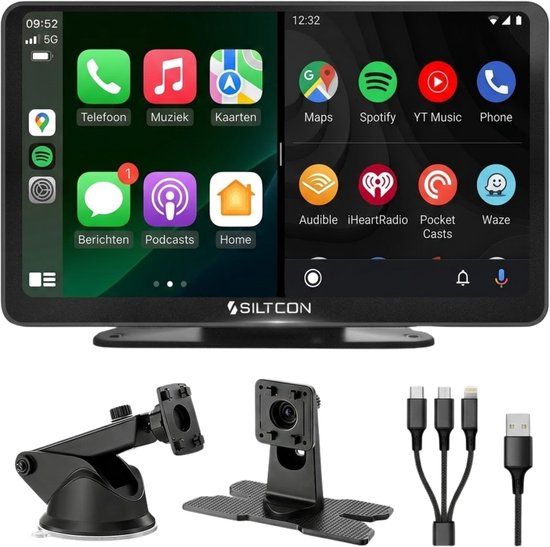 Siltcon CarPlay Scherm 7 Inch - Geschikt voor Apple & Android - Draadloos - Bluetooth 5.3 - Touchscreen - USB-C