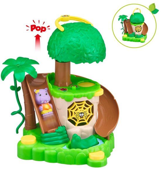 Klorofil Speelset Het Jungle Eiland – Interactief Speeleiland met Lanceerder, Valstrik en Schommel – Inclusief Olga van de Nijlpaardenfamilie – Vanaf 18 maanden