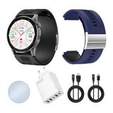 Knauermann PRO 4 Air (2026) Smartwatch en fitnesstracker voor dames en heren, AMOLED Always-On, IP66, Bluetooth 5.3, batterij tot 25 dagen, Android en iOS, zwart, rond, premium pakket