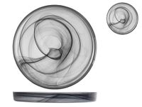 H&h Albast Set 6 borden, glas, zwart, 28 x 3 cm