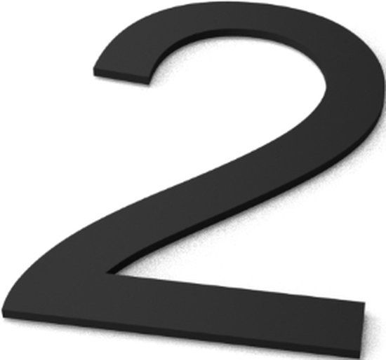 Nummer 2 Model: Huisnummer Staal - Zwart - Staal - 75 cm