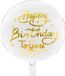 Party Deco Folieballon Happy Birthday Goud/Wit (45cm)