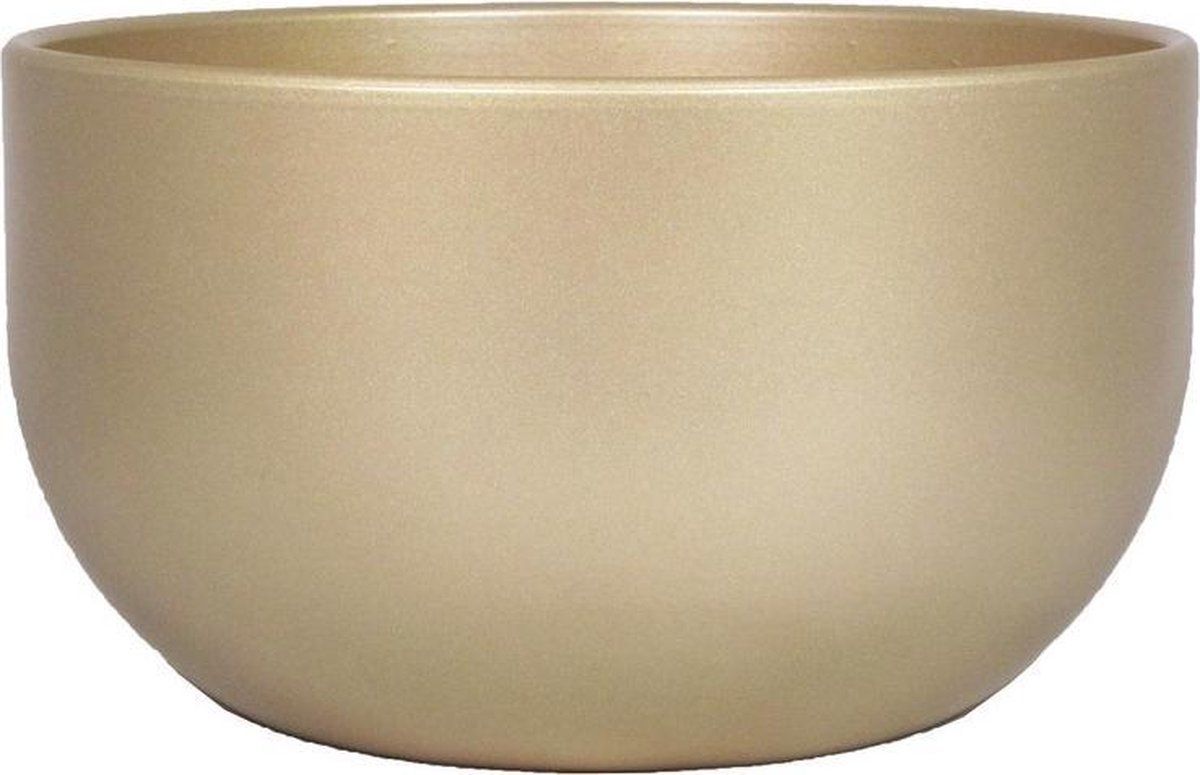 Floran Bloempot/plantenpot schaal parelgoud D26 cm - Keramiek