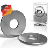 PD® Metalen sluitringen M8 (DIN 9021 / ISO 7093) | platte sluitringen roestvrij staal A2 V2A | roestvrijstalen sluitring voor schroeven en schroefdraadbouten | roestvrij staal met grote diameter | 100