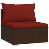 VidaXL Tuinmiddenbank met kussens poly rattan bruin